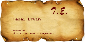 Tápai Ervin névjegykártya